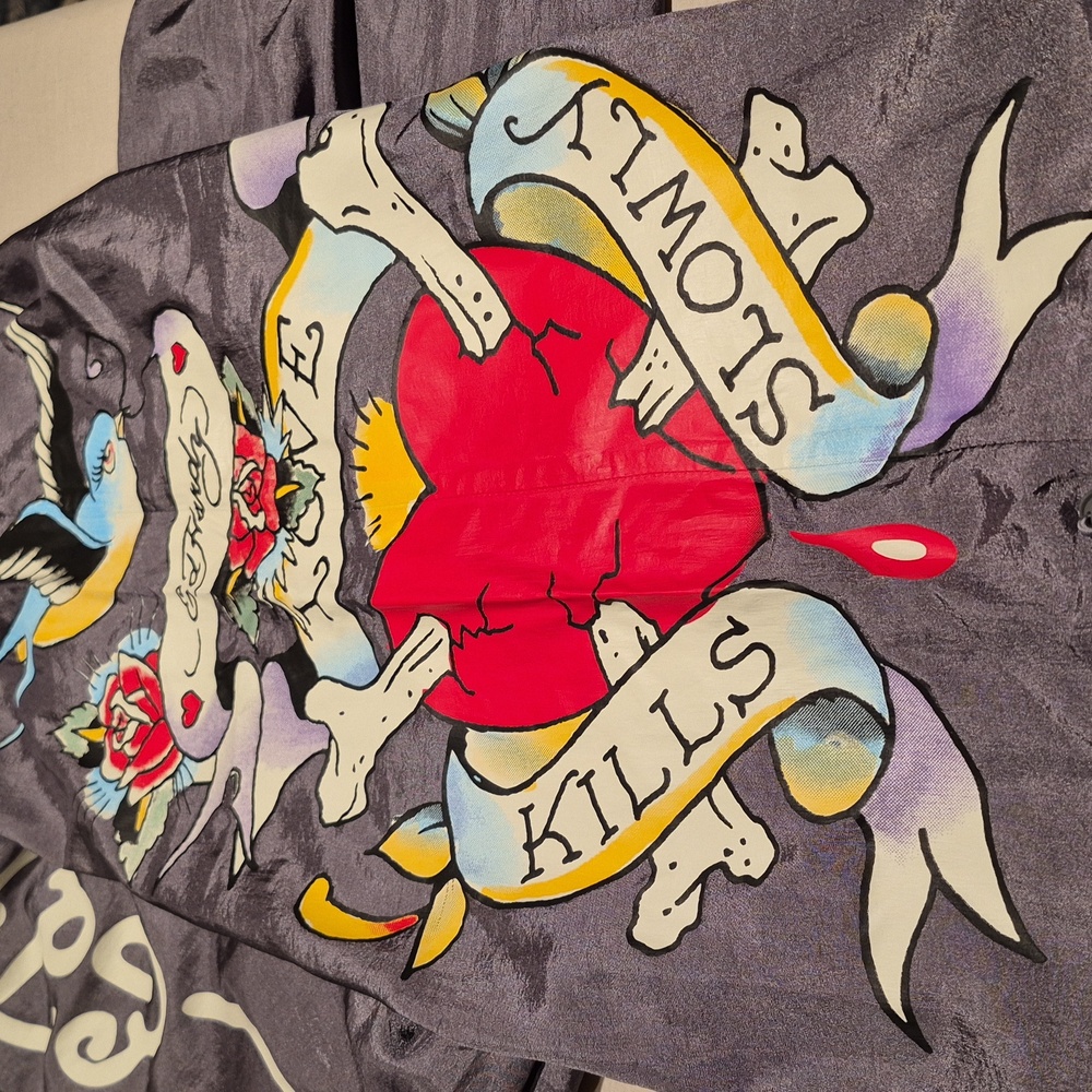 Ed Hardy "Love Kills Slowly" Nylon Parachute Pants - Picture 3 of 13